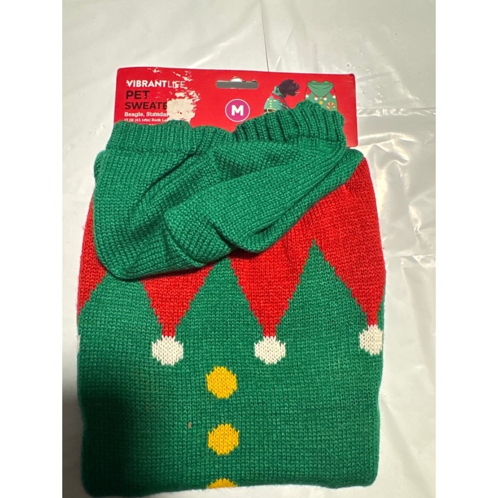 Vibrant Life Pet‎ Sweater Medium Elf Costume Dog Cat Holiday Apparel